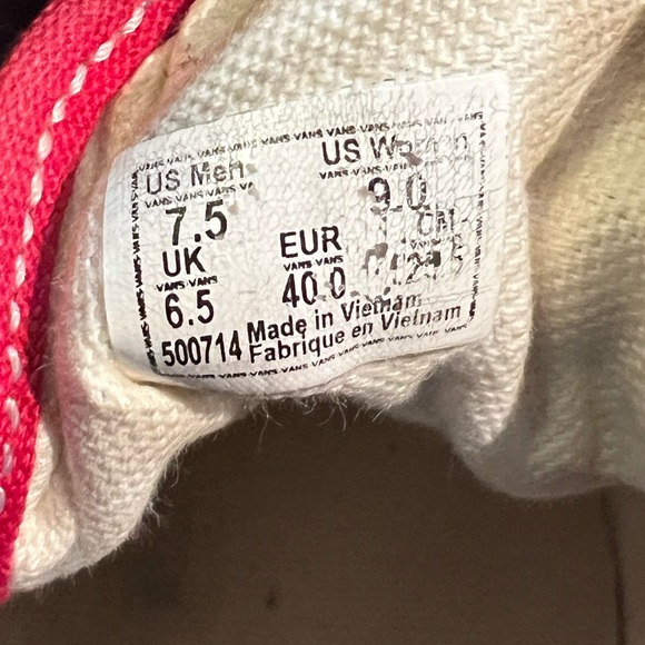 Vans Old Skool Red Canvas Suede Checkered Lace-Up Sneakers Skater Shoes - Picture 7 of 7